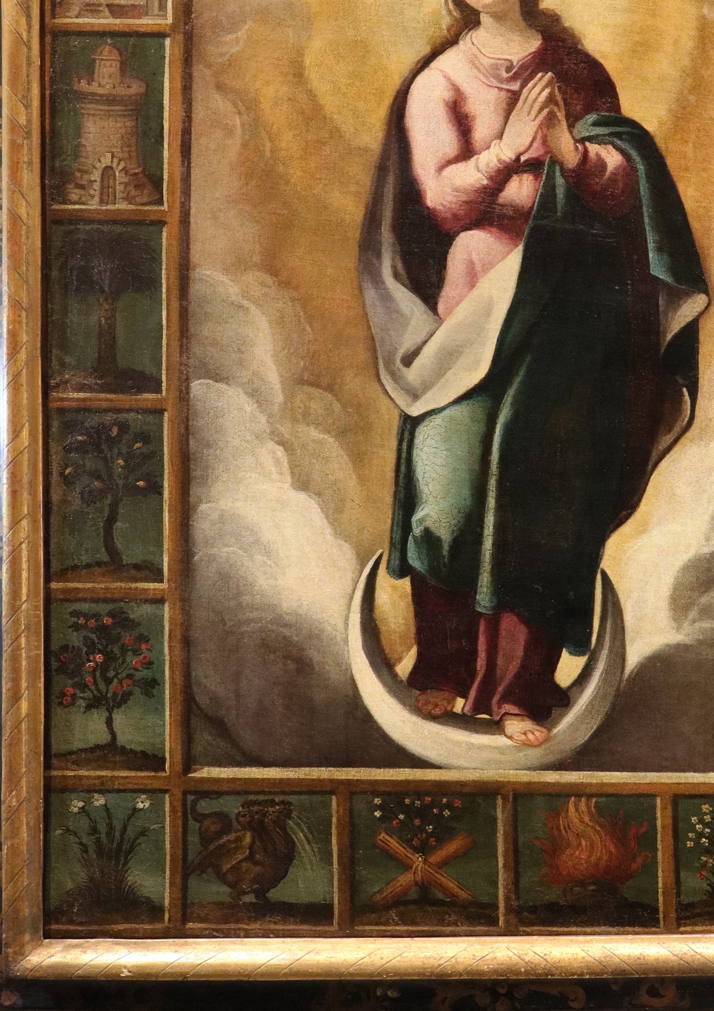 Vergine Immacolata con simboli delle Litanie Lauretane